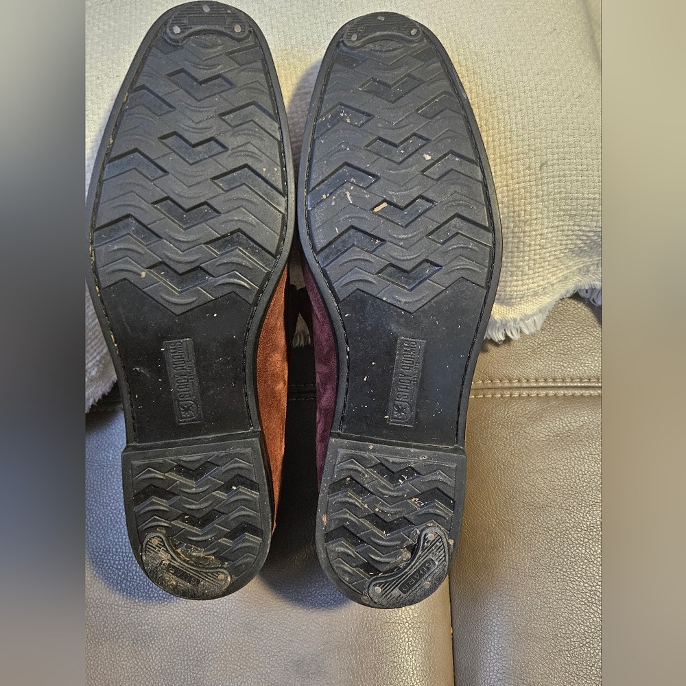 STACY ADAMS MEN Loafers Leather Suede Wine Color Size 11 - Picture 4 of 5